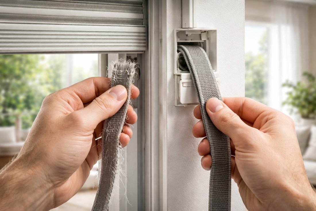 Sustitución de cinta desgastada en una persiana enrollable de aluminio