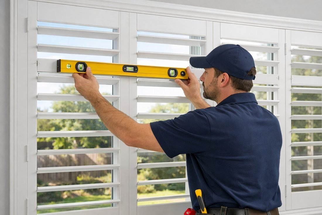 Control de nivel durante la instalación de persiana enrollable